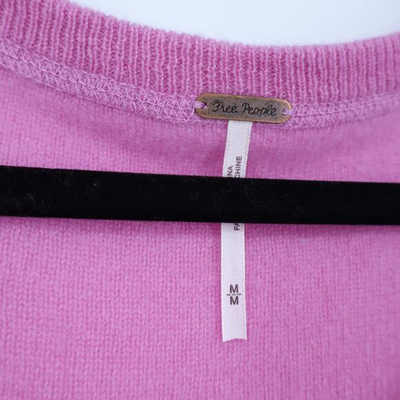 FREE PEOPLE Love Like This Cashmere Sweater Pink Pullover Long Sleeve Women's M - Picture 7 of 11